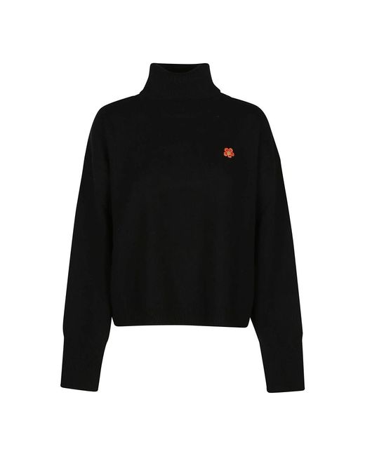 KENZO Natural Tabac Boxy Crest Turtle Neck Pullover