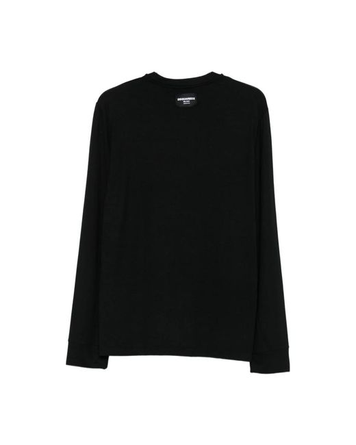 DSquared² Schwarzes Rundhals Langarm Unterwäsche in Black für Herren