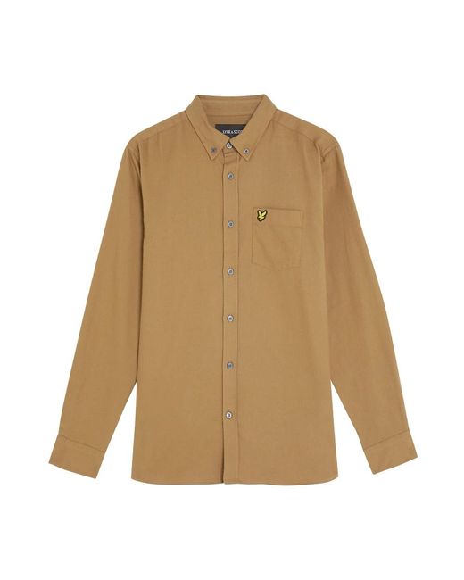 Lyle & Scott Ls Geweven Hemden Effen Flanellen Shirt in het Natural voor heren