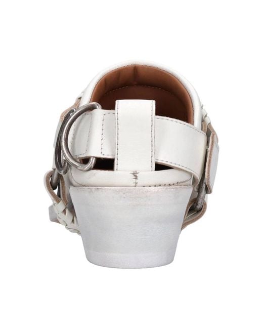 Buttero White Heeled Mules