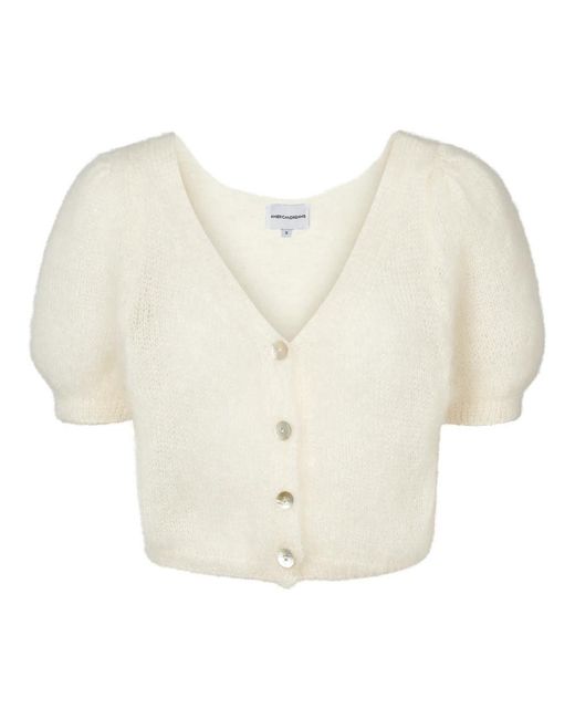 American Dreams Truien & Vesten ,Wit ,Wol Witte V-Hals Cardigan in het White