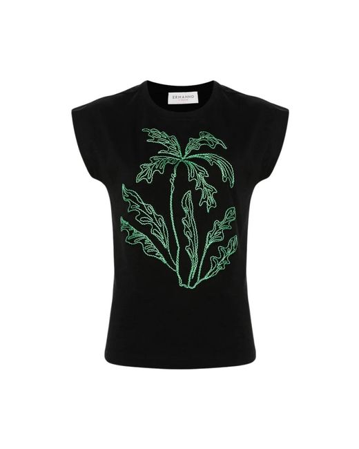 Ermanno Scervino Black Schwarzes palm tree t-shirt
