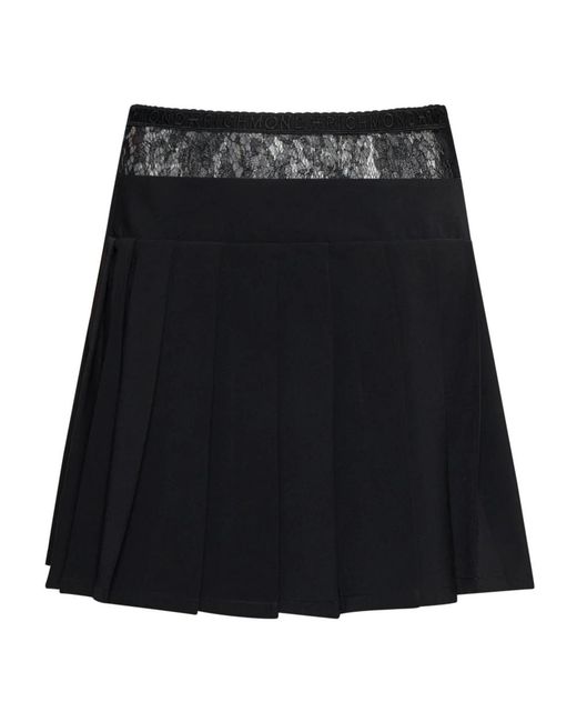 RICHMOND Black Gonna Corta Plissettata Con Fascia Decorativa