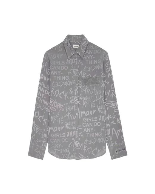 Zadig & Voltaire Gray Morning Jacquard Silk Shirt