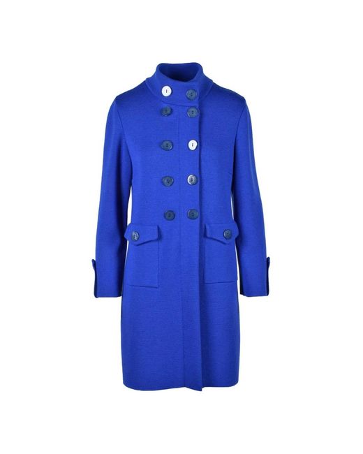 Charlott Blue Double-Breasted Coats