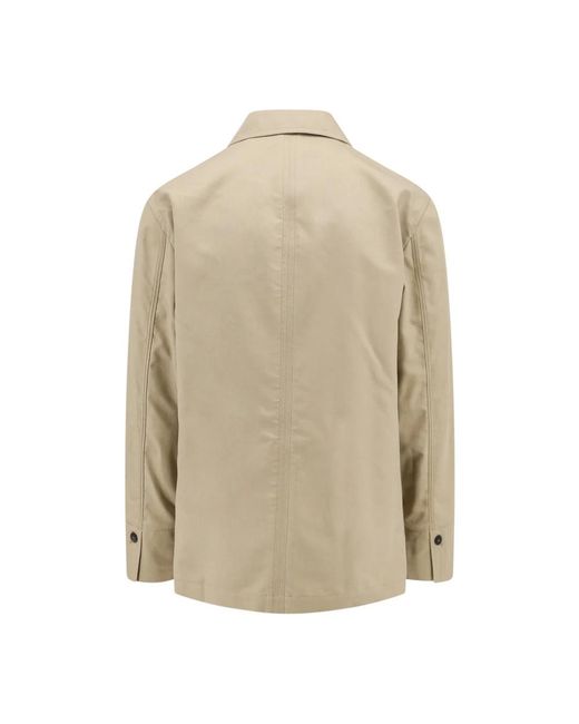 Ferragamo Natural Cotton And Viscose Jacket With Gancini Hook Leather Patch for men