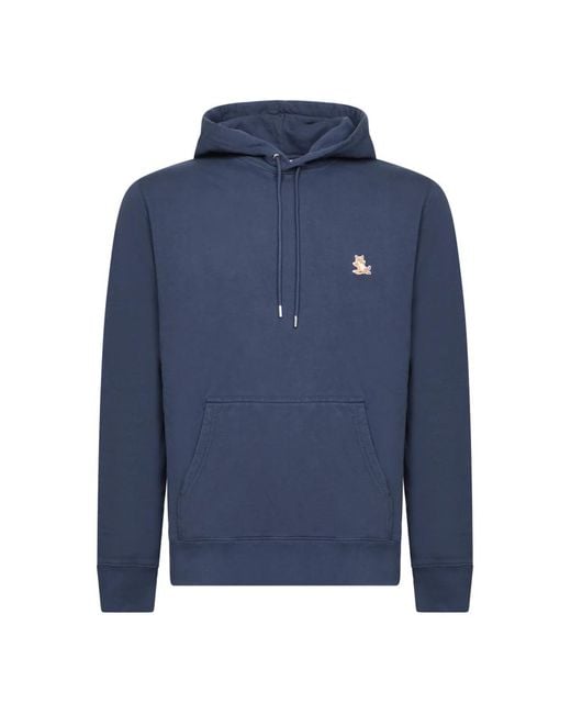 Maison Kitsuné Hoodies & Sweatvesten ,Blauw ,Katoen Blauw Sweatshirt Met Capuchon En Logo in het Blue voor heren