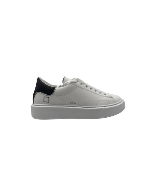 Date Gray Weiße ledersneakers mit schwarzen details