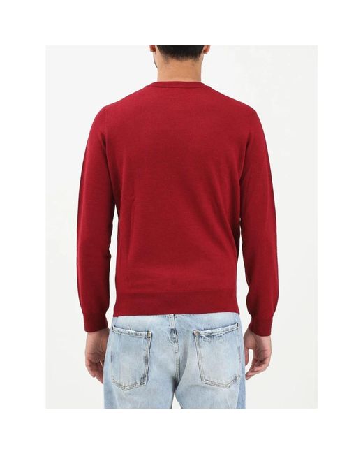 Round-Neck Knitwear Lacoste de hombre de color Red