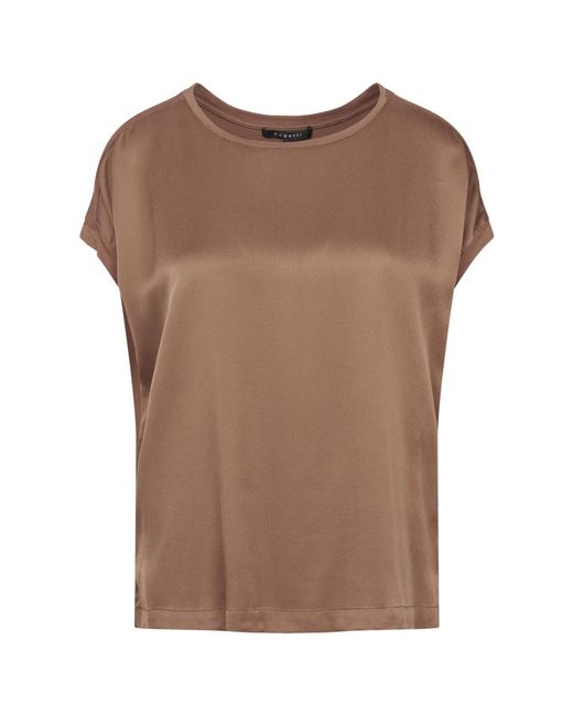 Bugatti Tops ,Bruin ,Soft Material-Mix T-Shirt in het Brown