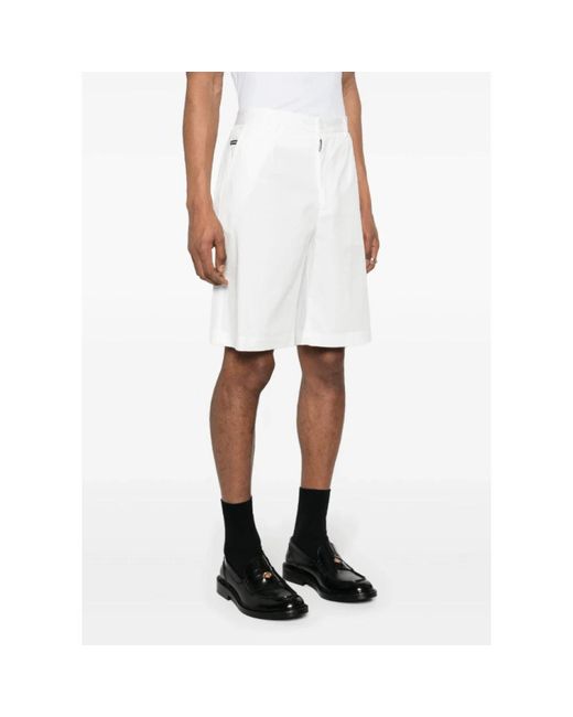 Dolce & Gabbana Weiße logo plaque bermuda shorts in White für Herren