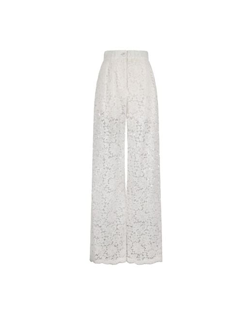 Dolce & Gabbana White Wide Trousers
