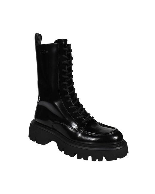 MSGM Black Lace-Up Boots for men