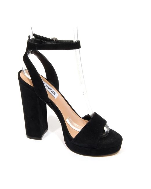 Steve Madden Black Schwarze Wildleder Gesture Sandalen