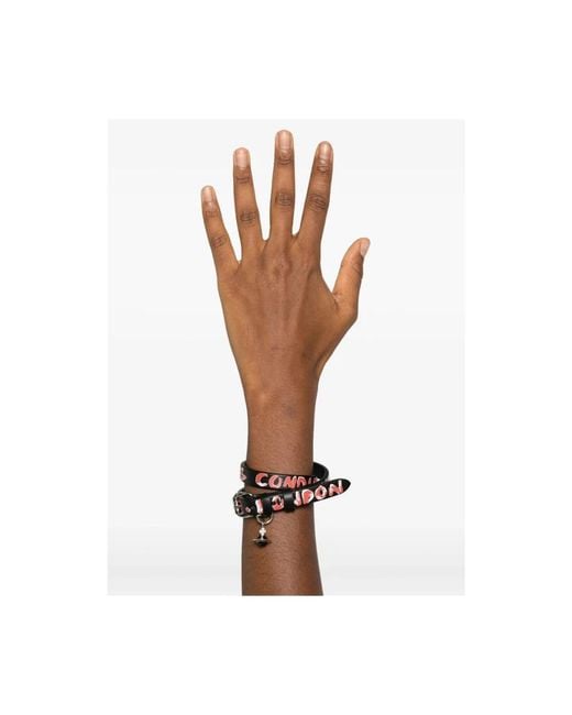 Vivienne Westwood Black Armband Mit Graffiti-Print Und Lederwicklung