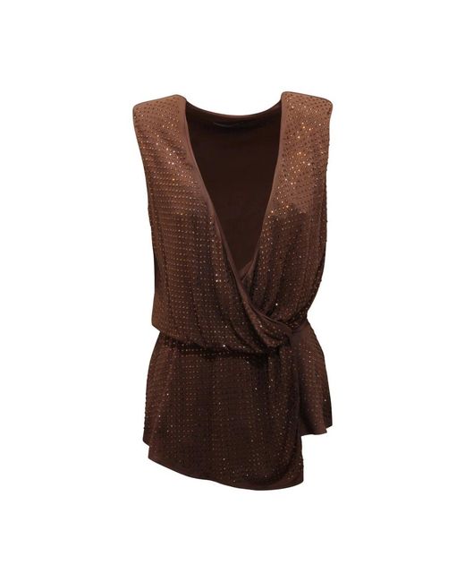 EMMA & GAIA Brown Sleeveless Tops