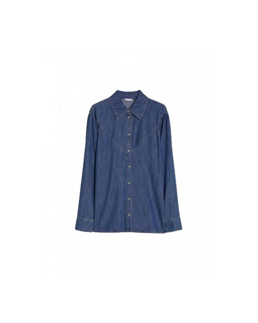 Pennyblack Blue Leichte Denimbluse Mit V-Ausschnitt