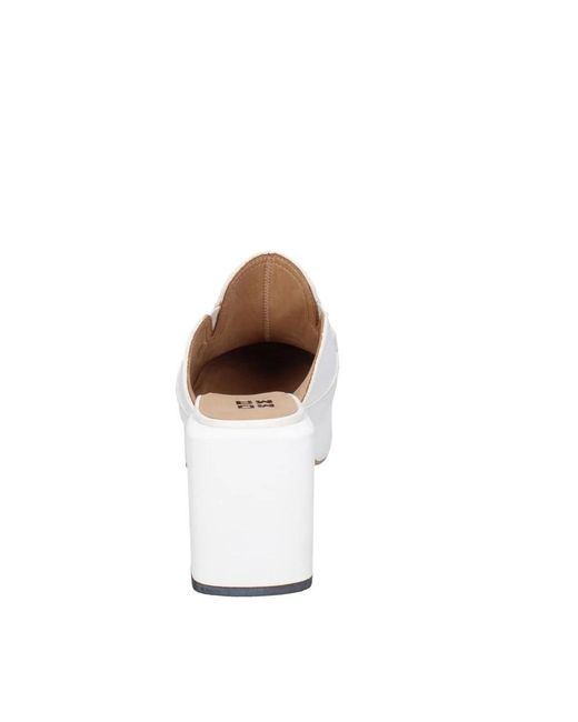 Moma White Heeled Mules
