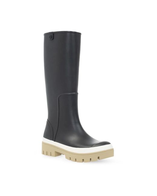 Tory Burch Blue E und weiße Hurricane Regenstiefel