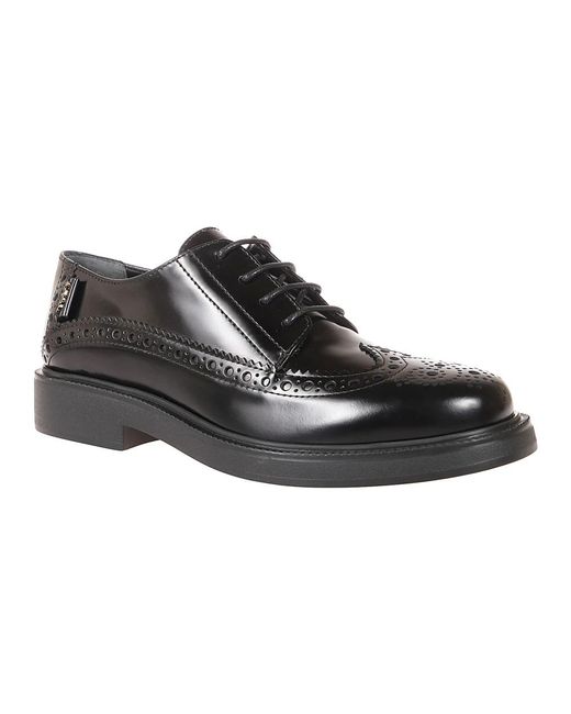 Tod's Black Burgunder leder derby schuhe gummisohle
