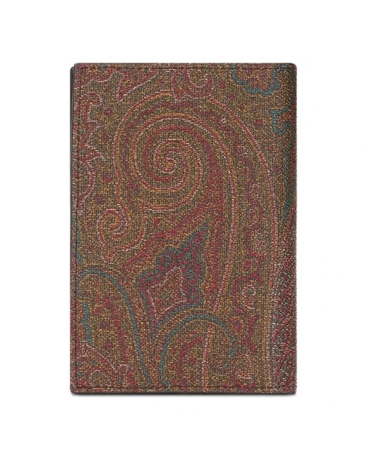 Etro Accessoires ,Veelkleurig ,Katoen Arnica Passport Case in het Brown voor heren