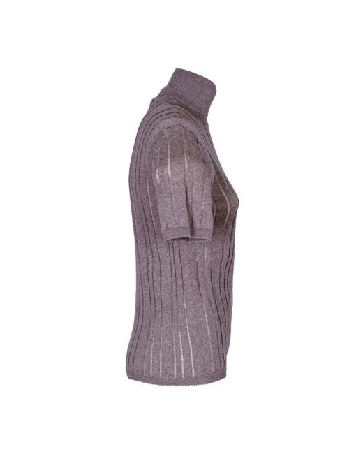 Grifoni Purple Kurzer gerippter wollpullover, hergestellt in italien