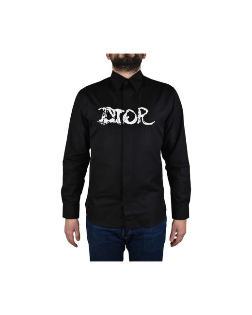 Dior Overhemden ,Zwart ,Katoen Geborduurde Shirt in het Black voor heren