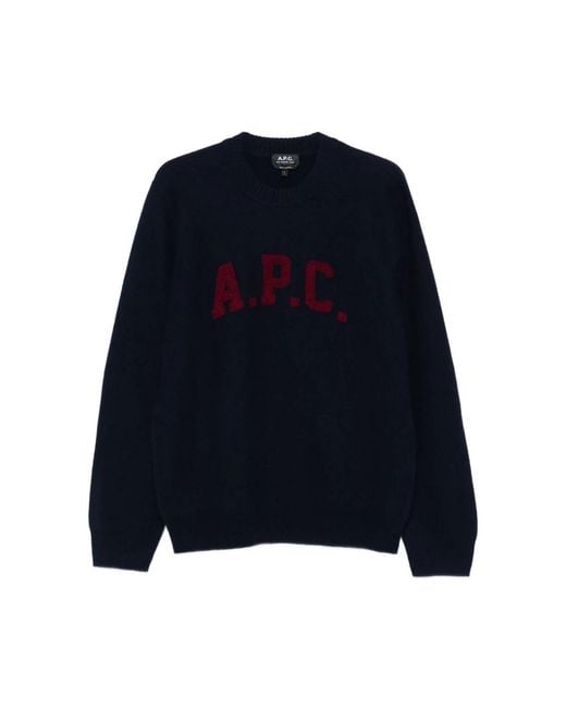 A.P.C. Blue Round-Neck Knitwear for men