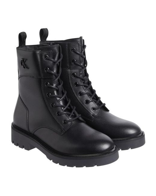 Calvin Klein Black Lace-Up Boots
