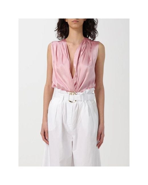 Pinko Pink Elegante V-Ausschnitt Bluse
