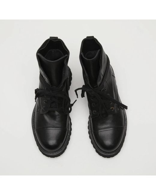 Moma Black Lace-Up Boots