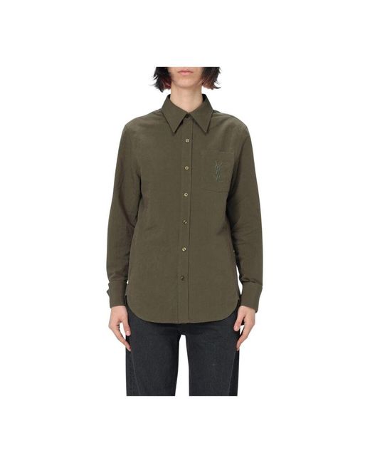 Saint Laurent Green Elegante Langarmbluse