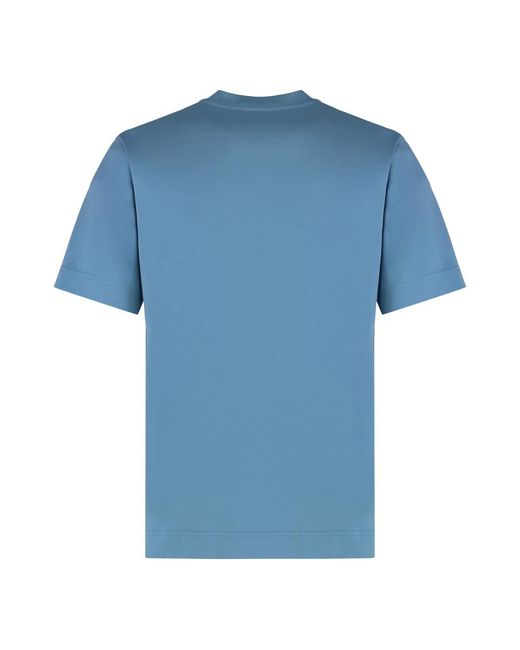 Fendi Geripptes Rundhals-Baumwoll-T-Shirt in Blue für Herren