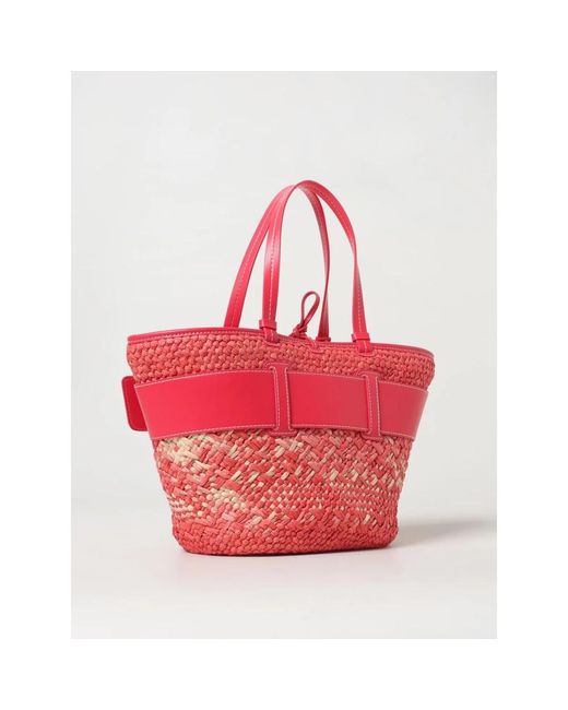 ARMANI EXCHANGE Geweven Straw Tote Bag Met Riem in het Red