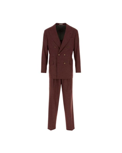 Brunello Cucinelli Red Double Breasted Suits for men