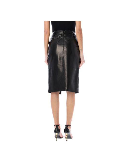 Saint Laurent Black Leather Skirts
