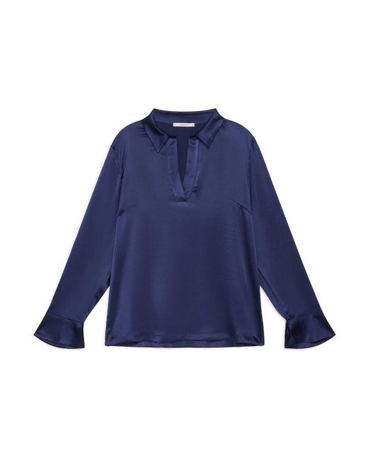 Maliparmi Blue Seiden Satin Bluse