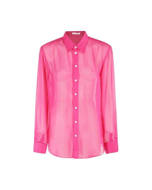 Helmut Lang Pink Durchsichtige bluse fuchsia