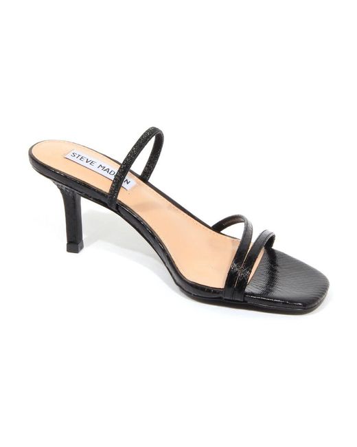 Steve Madden Black Schwarze Schlangenstoff Sandalen