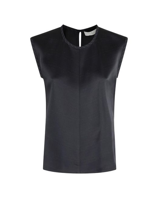 Tela Overhemden ,Blauw Canvas Top Met Mouwen in het Black