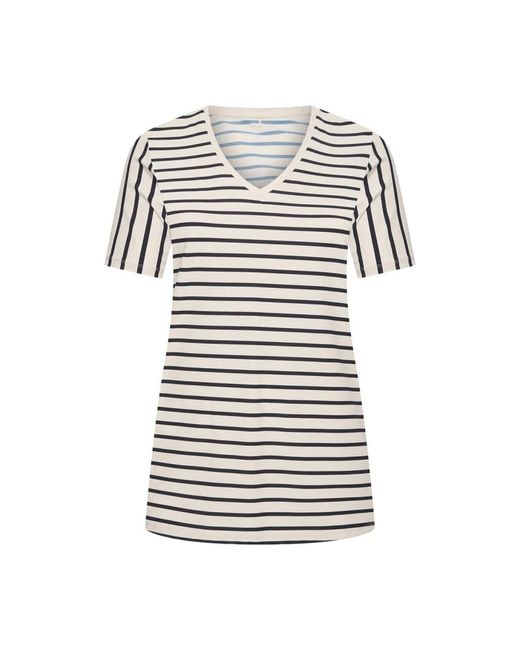 Plus Basics Tee V-Neck Midi in het Multicolor