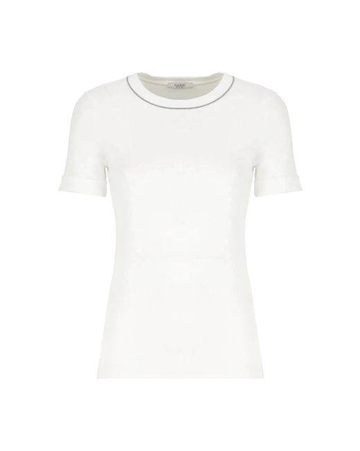 Camiseta de algodón blanca con cuello redondo Peserico de color White
