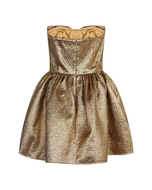 Self-Portrait Kleedjes ,Geel ,Polyester Bow Jacquard Mini Jurk in het Brown