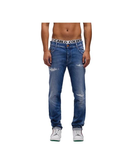 carlo colucci Blue Slim-Fit Jeans for men