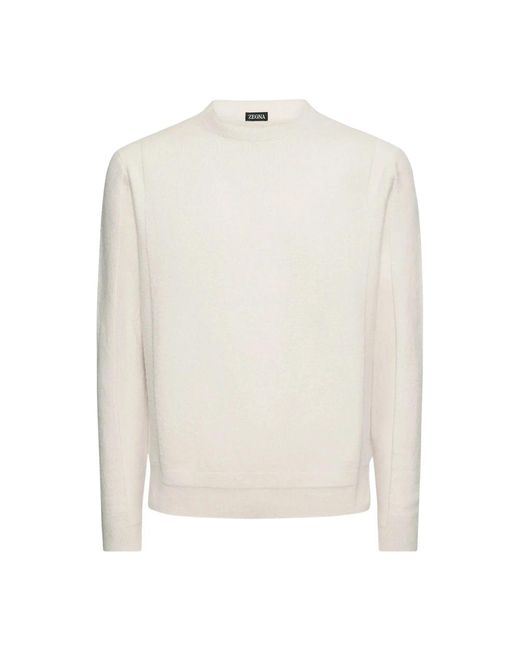 Round-Neck Knitwear Zegna de hombre de color White