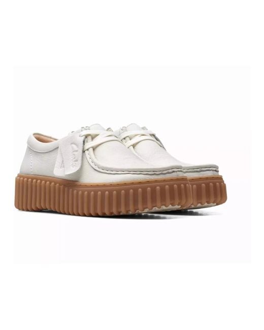 Clarks White Laced Shoes
