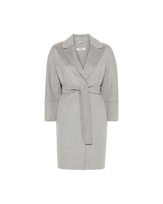 Max Mara Gray Grauer Mantel Mit Verstellbarer Taille
