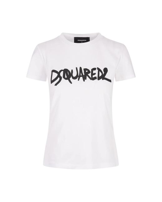 Camiseta de algodón blanco con cuello redondo DSquared² de color White