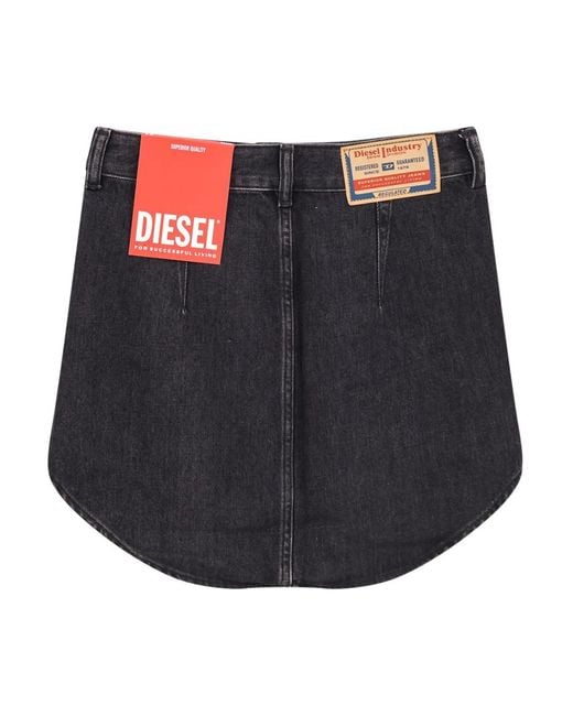 DIESEL Zwarte Rok Met Knoopsluiting Asymmetrische Zoom in het Black