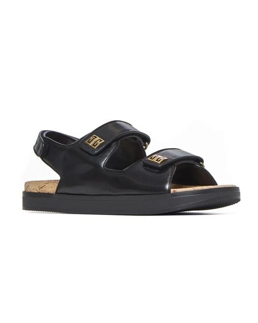 Givenchy Black Leather 4G Sandals